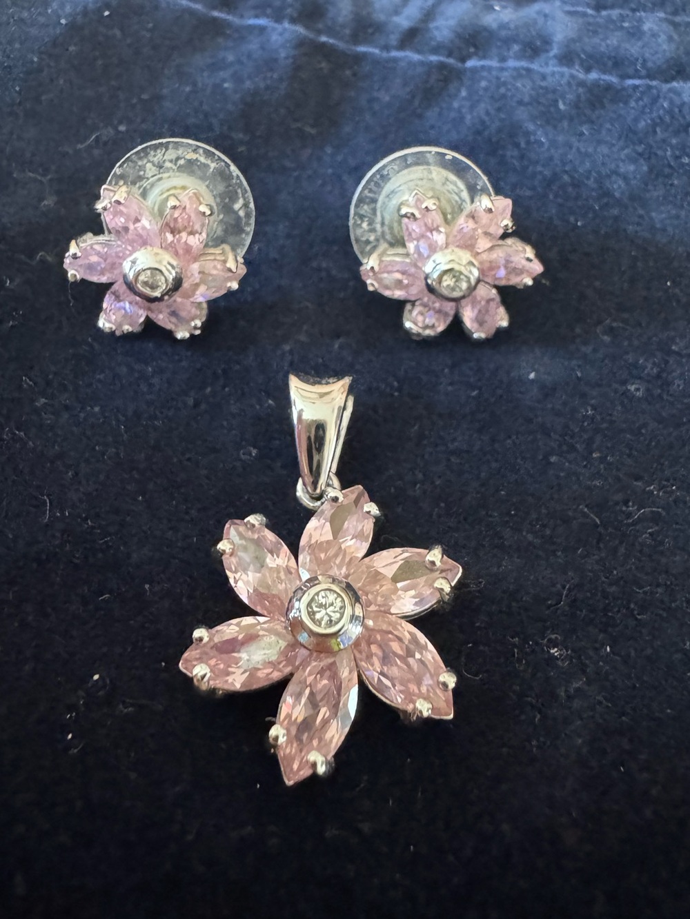 Flower Bloom Pendant and Earring Set